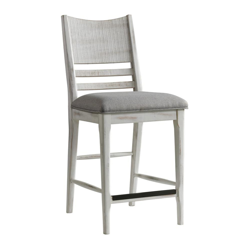 Bar Stool, Panel Back w/Cushion in Weathered White (Set of 2)