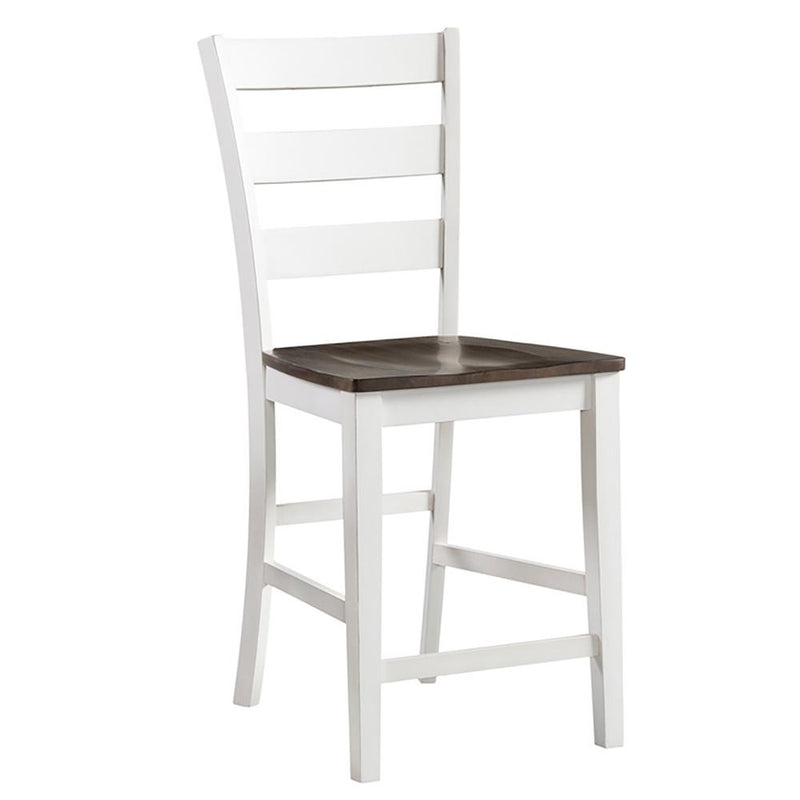 Bar stool, 24" Ladder Back w/Wood in Gray & White (Set of 2)