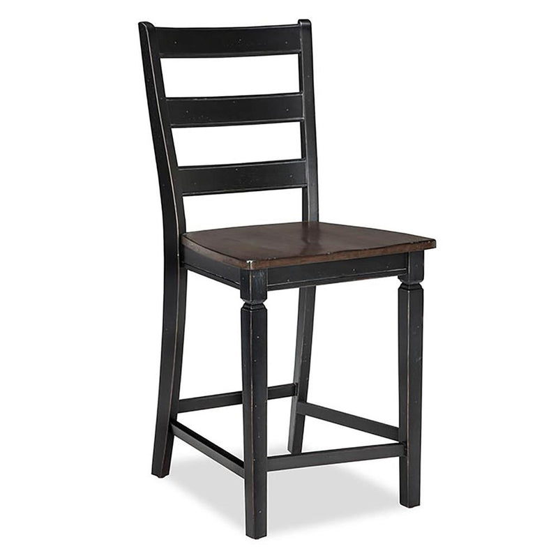 Glennwood Ladder Back Barstool w/Wood Seat, Rubbed Black and Charcol finish (Set of 2)