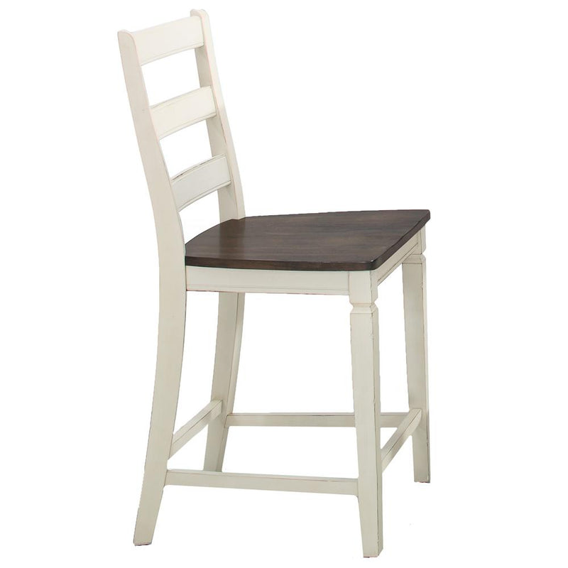 Glennwood Ladder Back Barstool w/Wood Seat, Rubbed White and Charcol finish (Set of 2)