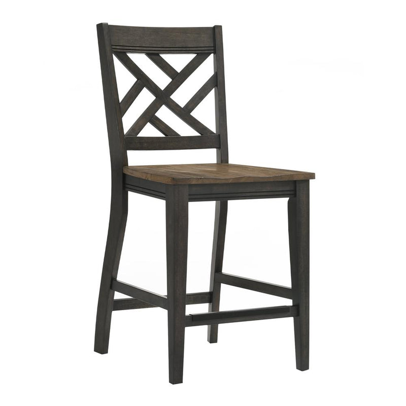 Bar stool, Lattice Back in Brushed Brown & Pecan (Set of 2)