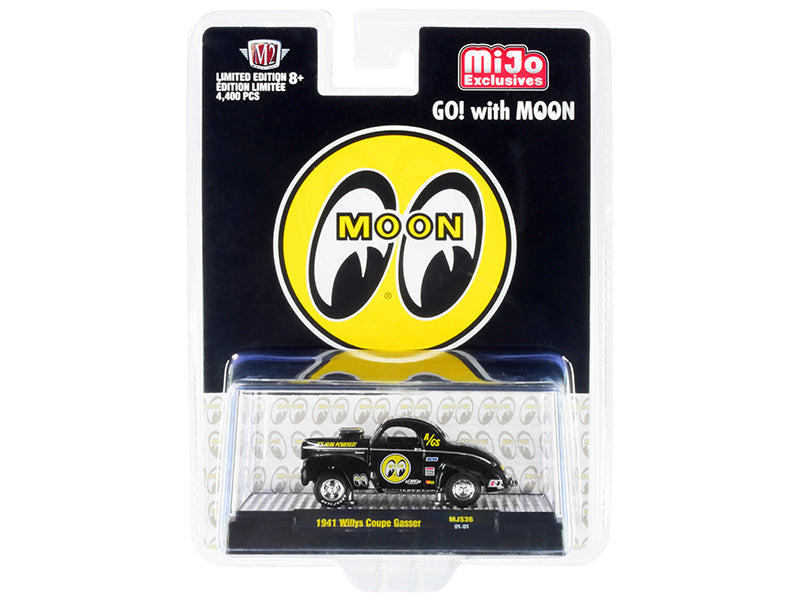 1941 Willys Coupe Gasser Black Mooneyes Limited Edition to 4400 pieces Worldwide 1/64 Diecast Model Car by M2 Machines