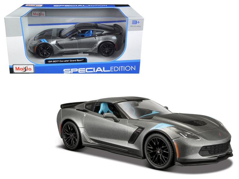 2017 Chevrolet Corvette Grand Sport Gray Metallic 1/24 Diecast Model Car by Maisto