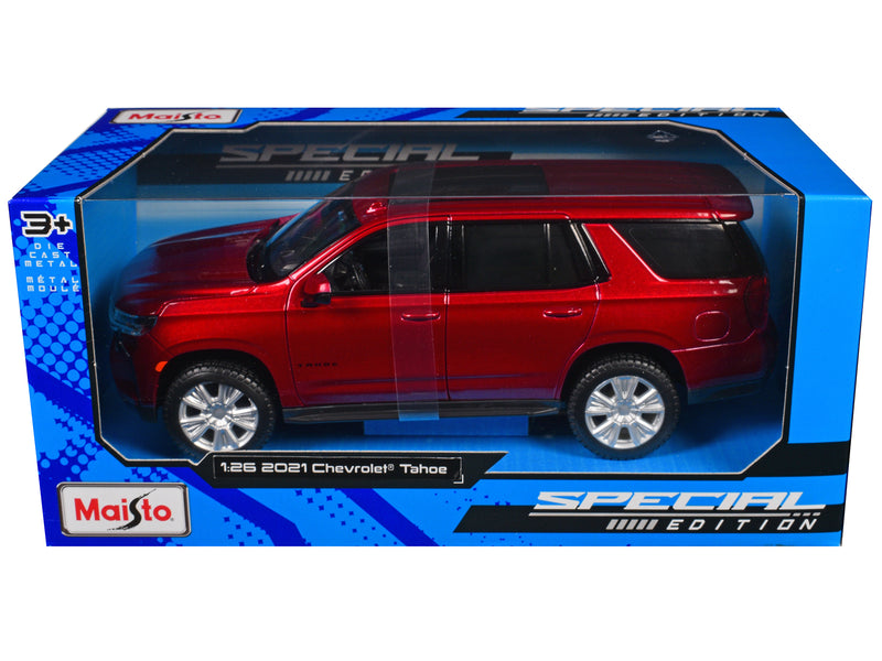 2021 Chevrolet Tahoe Red Metallic with Sunroof 1/24 Diecast Model Car by Maisto