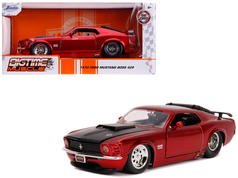 1970 Ford Mustang Boss 429 Candy Red with Black Hood Bigtime Muscle Series 1/24 Diecast Model Car by Jada