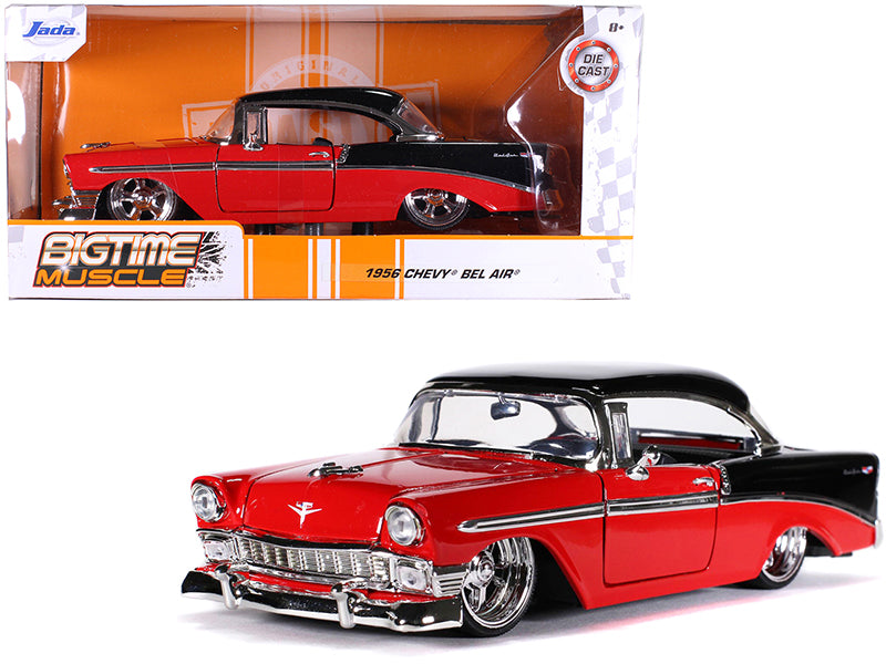 1956 Chevrolet Bel Air Red and Black Bigtime Muscle 1/24 Diecast Model Car by Jada