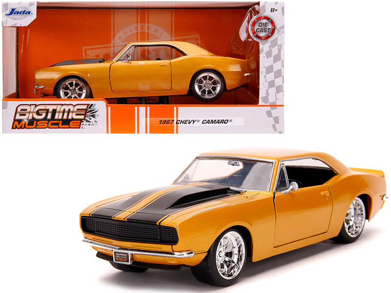 1967 Chevrolet Camaro Orange Metallic with Black Stripes Bigtime Muscle 1/24 Diecast Model Car by Jada