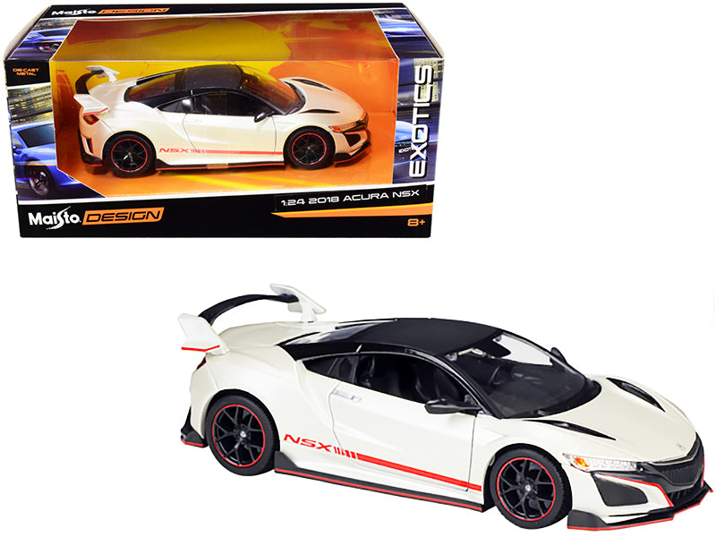 2018 Acura NSX Pearl White with Carbon Top "Exotics" 1/24 Diecast Model Car by Maisto