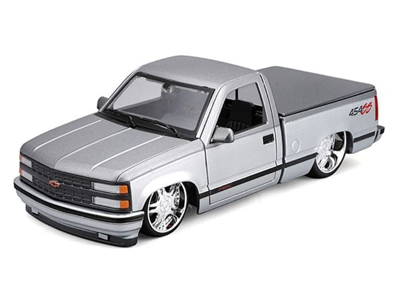 1993 Chevrolet 454 SS Pickup Truck Silver Metallic and Gray "Lowriders" "Maisto Design" Series 1/24 Diecast Model Car by Maisto