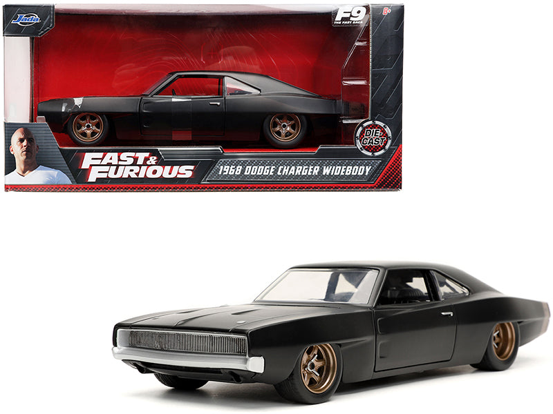 Dom's 1968 Dodge Charger Widebody Matt Black "Fast & Furious 9 F9" (2021) Movie 1/24 Diecast Model Car by Jada