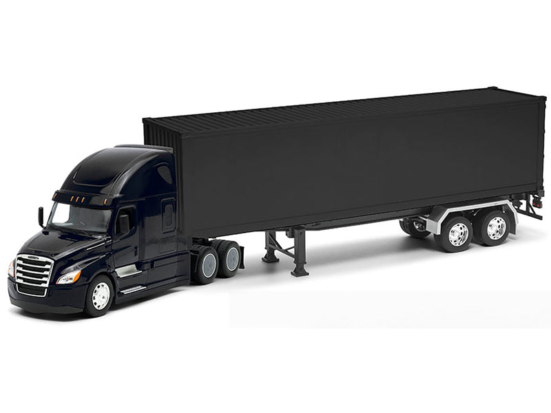 Freightliner Cascadia Truck Black with Plain Black Box Trailer 1/32 Diecast Model by Welly