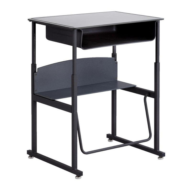 AlphaBetter® Adjustable-Height Stand-Up Desk, 28 x 20  Premium or Dry Erase Top, Book Box and Swinging Footrest Bar - Gray