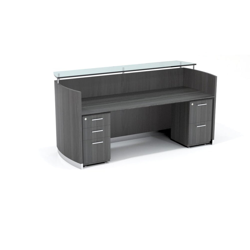 87-1/4  Reception Station with (1) Box/Box/File and (1) File/File Pedestal, Gray Steel