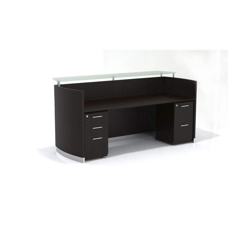 87-1/4  Reception Station with (1) Box/Box/File and (1) File/File Pedestal, Mocha