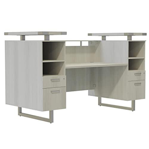 Mirella™ Reception Desk with Glass Countertop White Ash