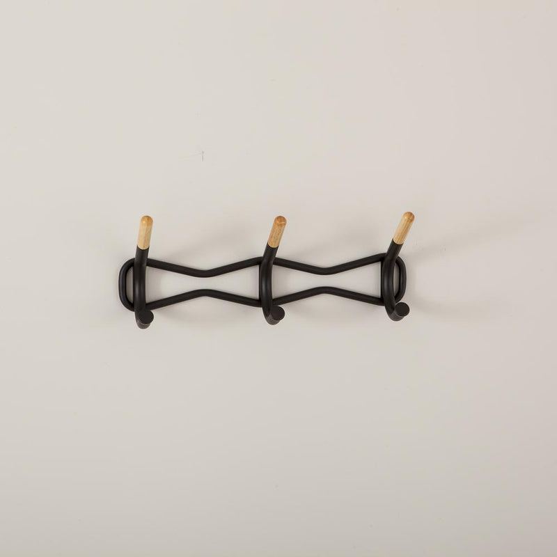 Family Coat Wall Rack, 3 Hook, Black