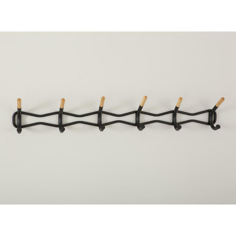 Family Coat Wall Rack, 6 Hook, Black