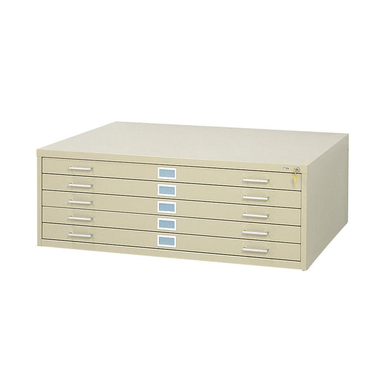 Safco 5-Drawer Steel Flat File - 46.5" x 35.5" x 16.5" - 5 x Drawer(s) for File - Stackable - Tropic Sand - Powder Coated - Steel - Recycled