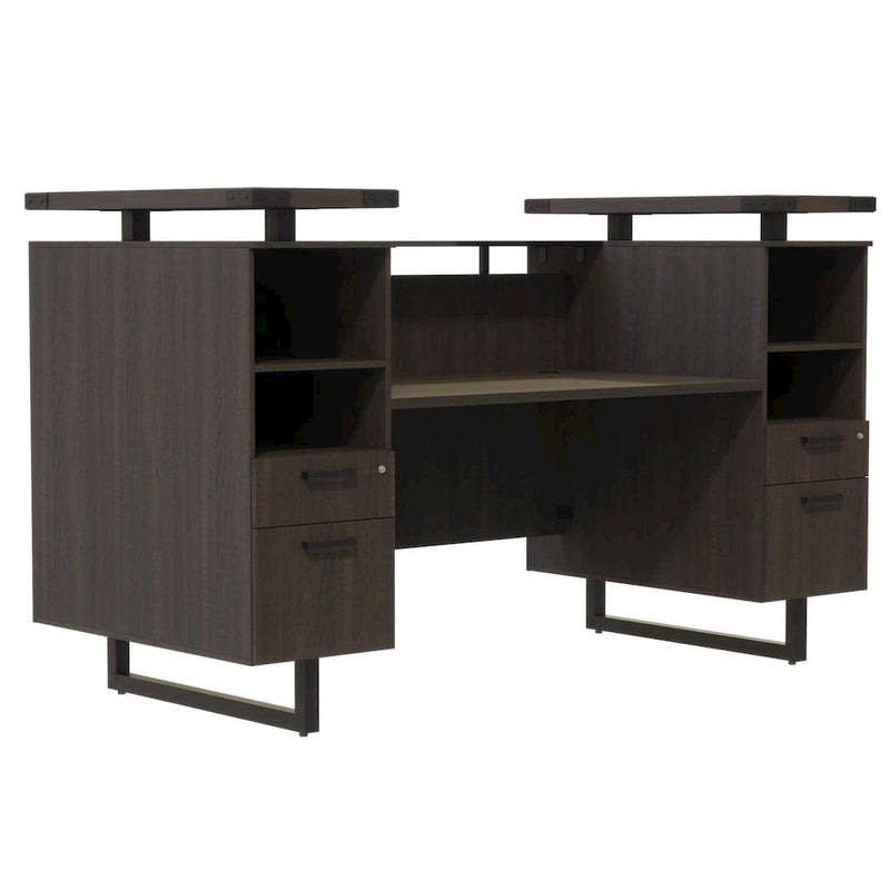 Mirella™ Reception Desk with Glass Countertop Southern Tobacco