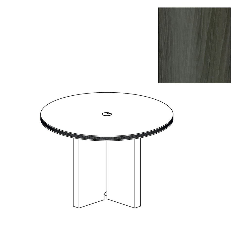 42  Round Conference Table, Gray Steel