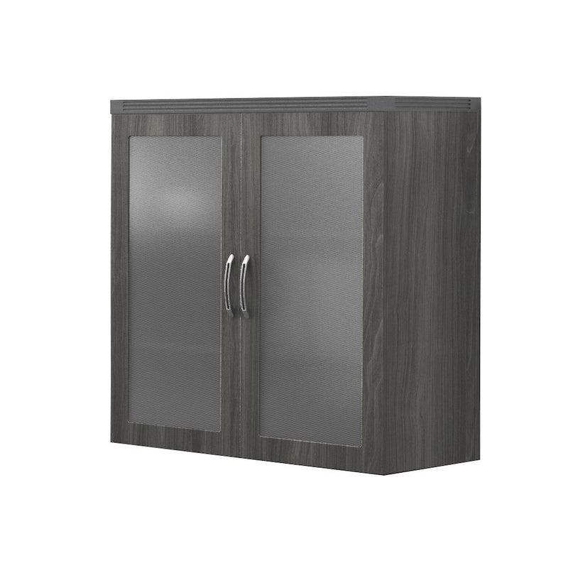 Glass Display Cabinet, Gray Steel