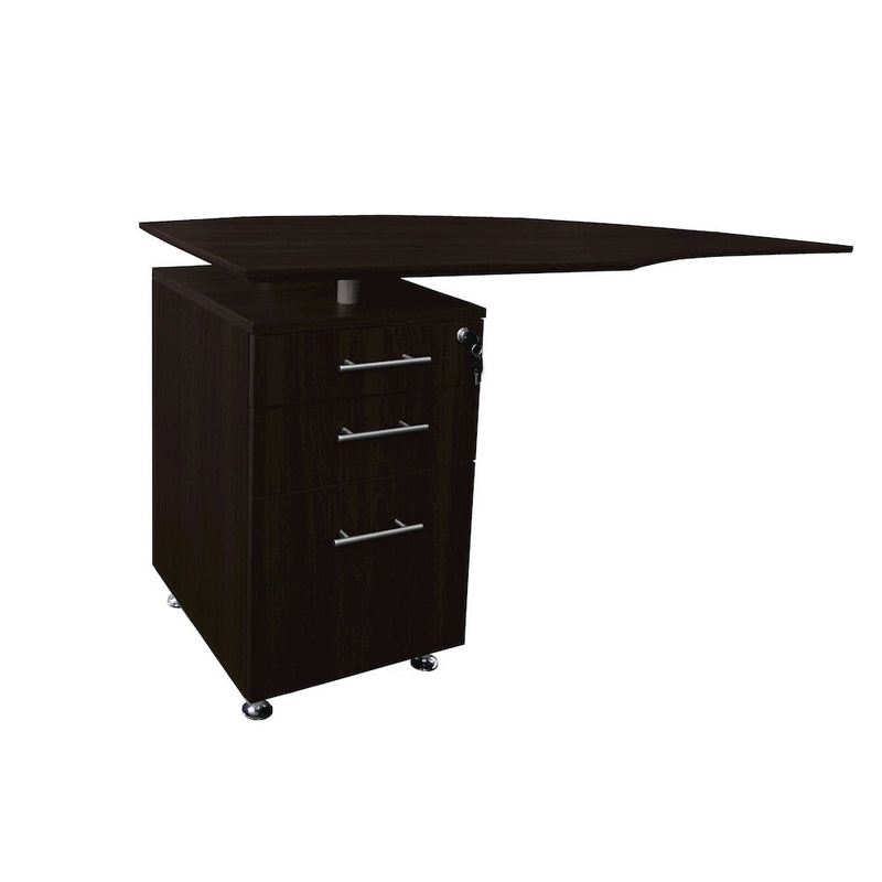 Curved Desk Return With Pencil-Box-File Pedestal (Left), Mocha