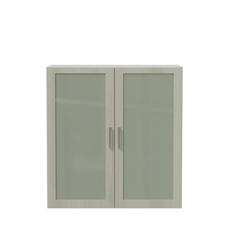 Mirella™ Glass Door Display Cabinet White Ash