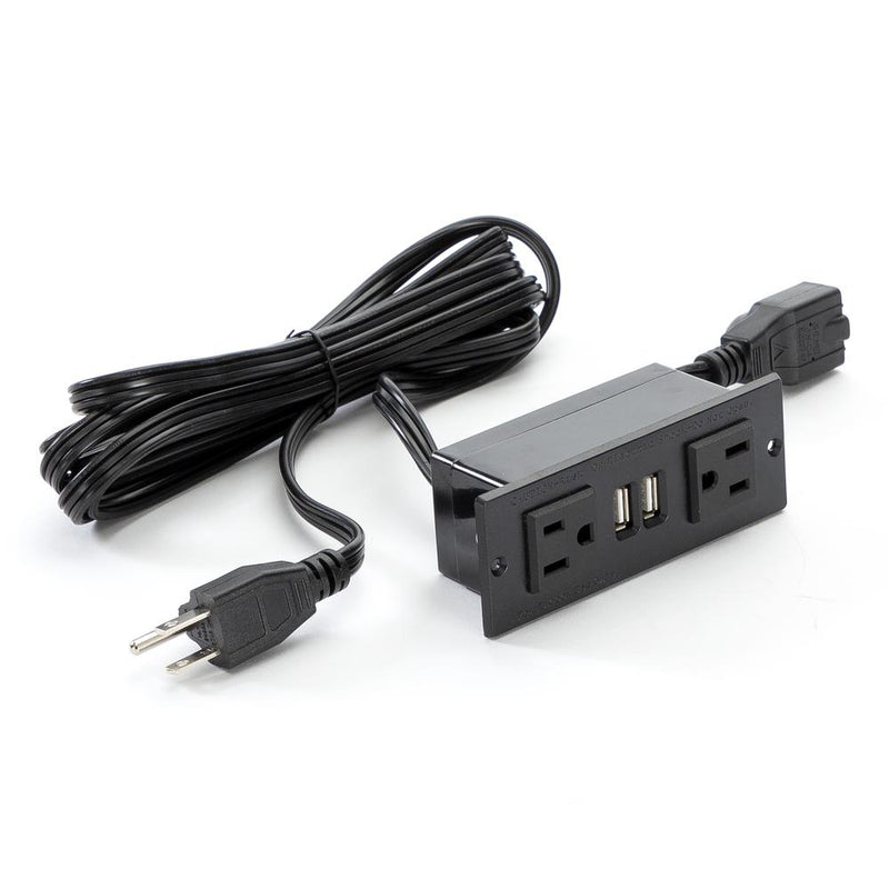 Power Module with 2 Power and 2 USB Outlets, 1 Daisy Chain Black