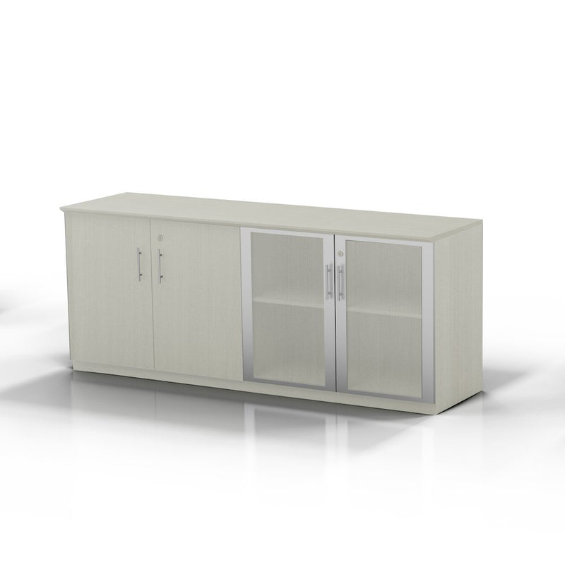 Low Wall Cabinet with Doors (Wood/Glass Door Combination), Textured Sea Salt