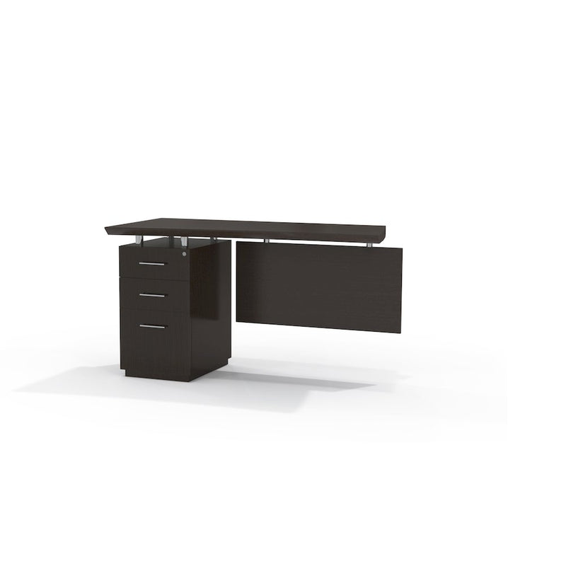 Single Pedestal Left Handed Desk Return with 1 Box/Box/File Pedestal, Textured Mocha