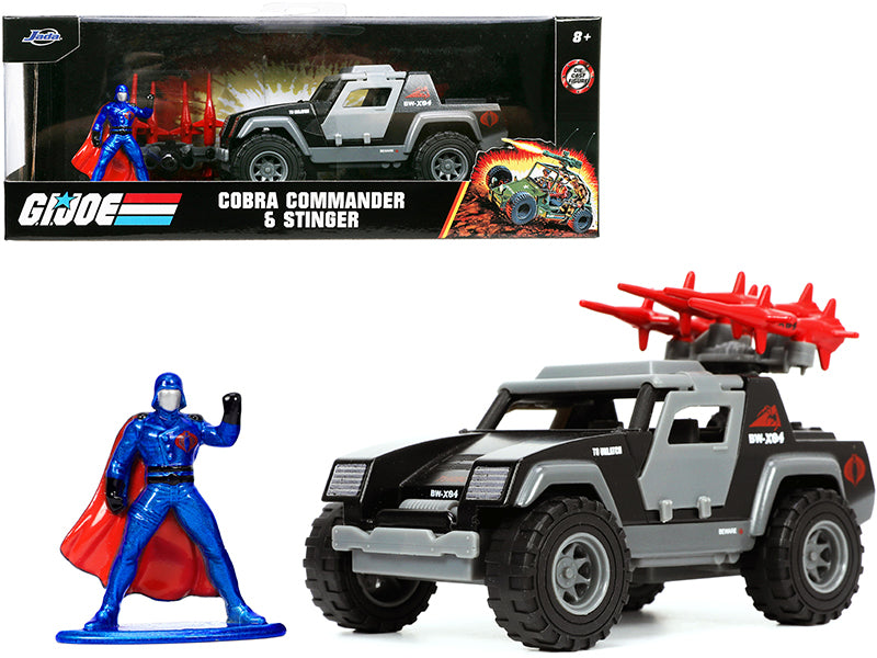 Stinger with Missile Launcher and Cobra Commander Diecast Figurine G.I. Joe Hollywood Rides Series 1/32 Diecast Model Car by Jada