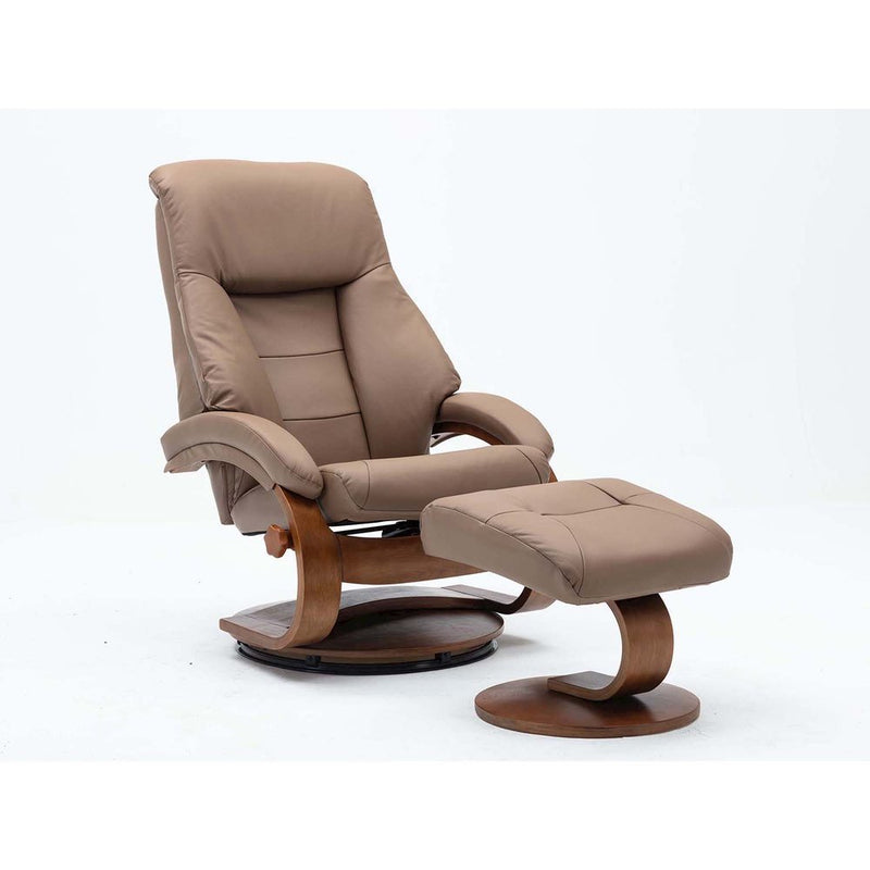 Relax-R™ Montreal Recliner and Ottoman in Sand Top Grain Leather