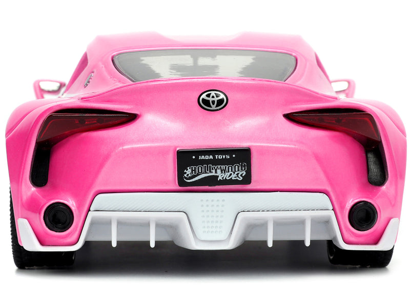 Toyota FT-1 Concept Pink Metallic and Pink Ranger Diecast Figurine Power Rangers Hollywood Rides Series 1/24 Diecast Model Car by Jada