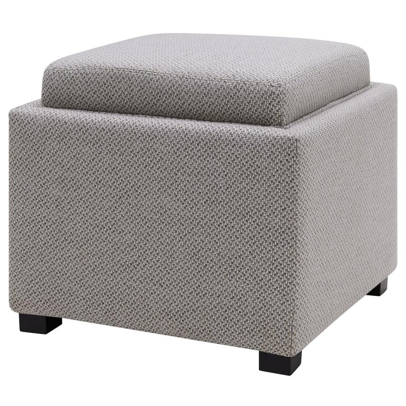 Cameron Square Fabric Storage Ottoman with Tray