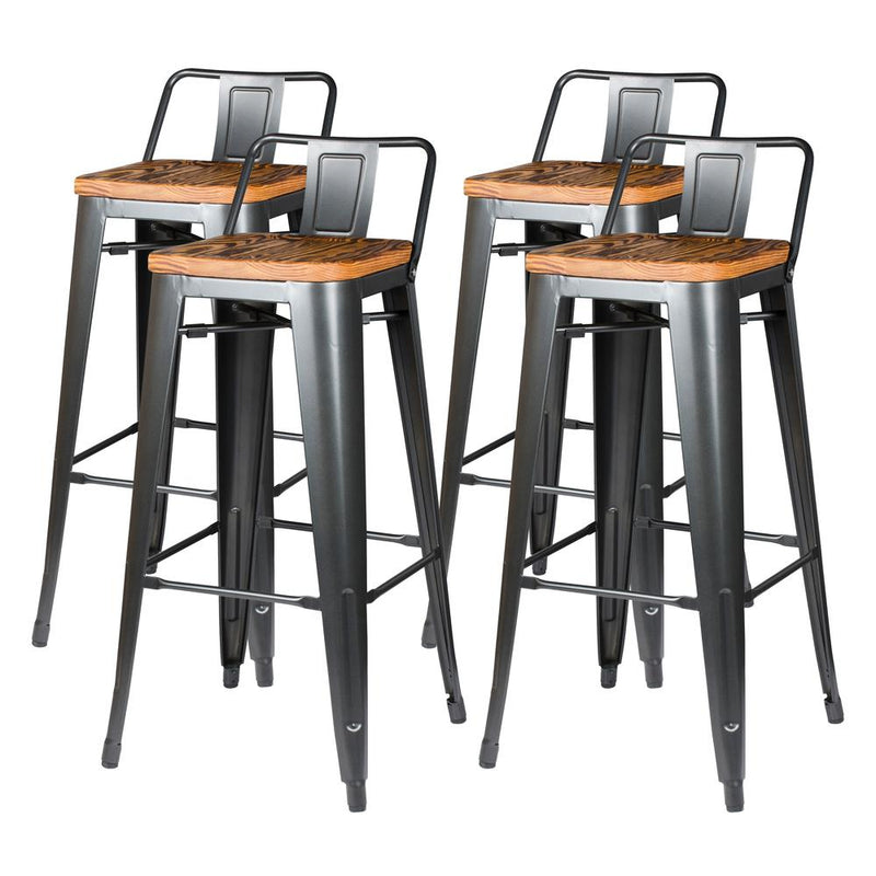 Metropolis Low Back Bar Stool, (Set of 4)