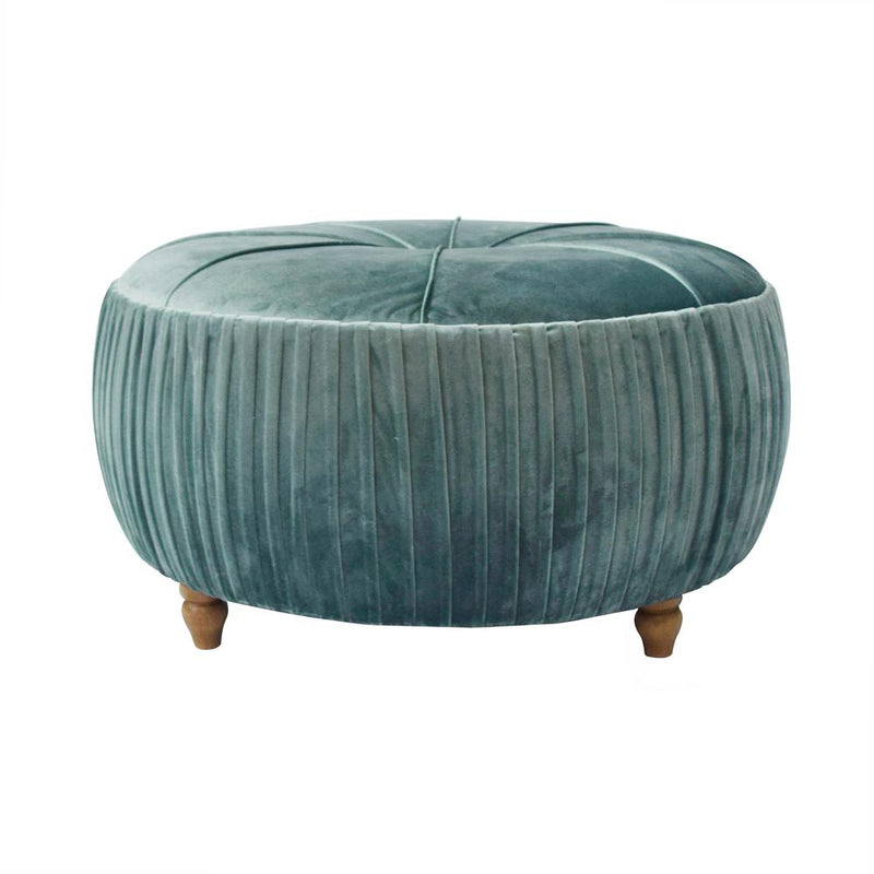 Helena Velvet Round Ottoman