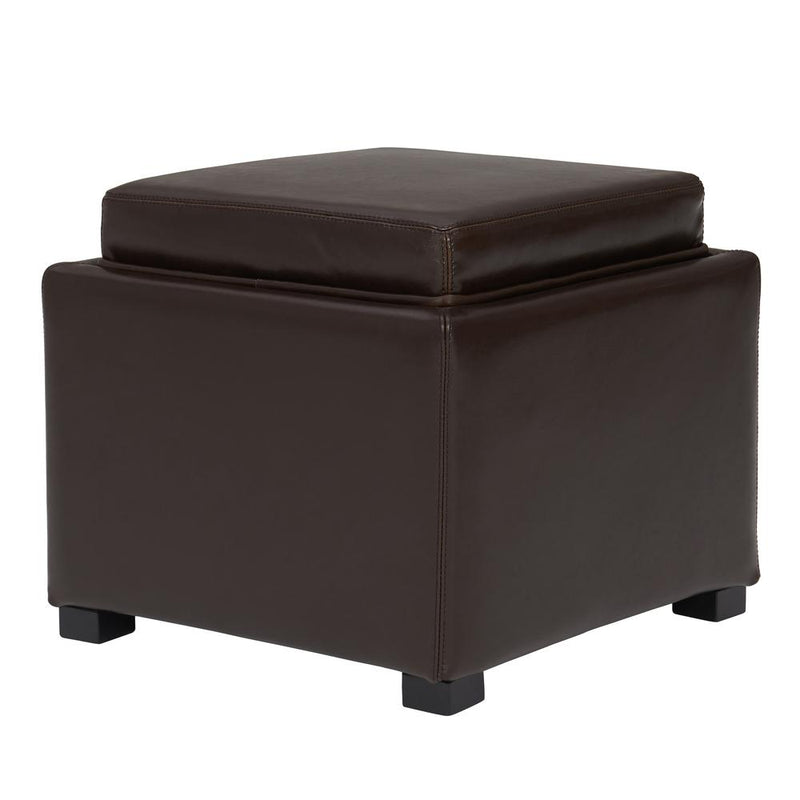 Cameron Square Leather Storage Ottoman