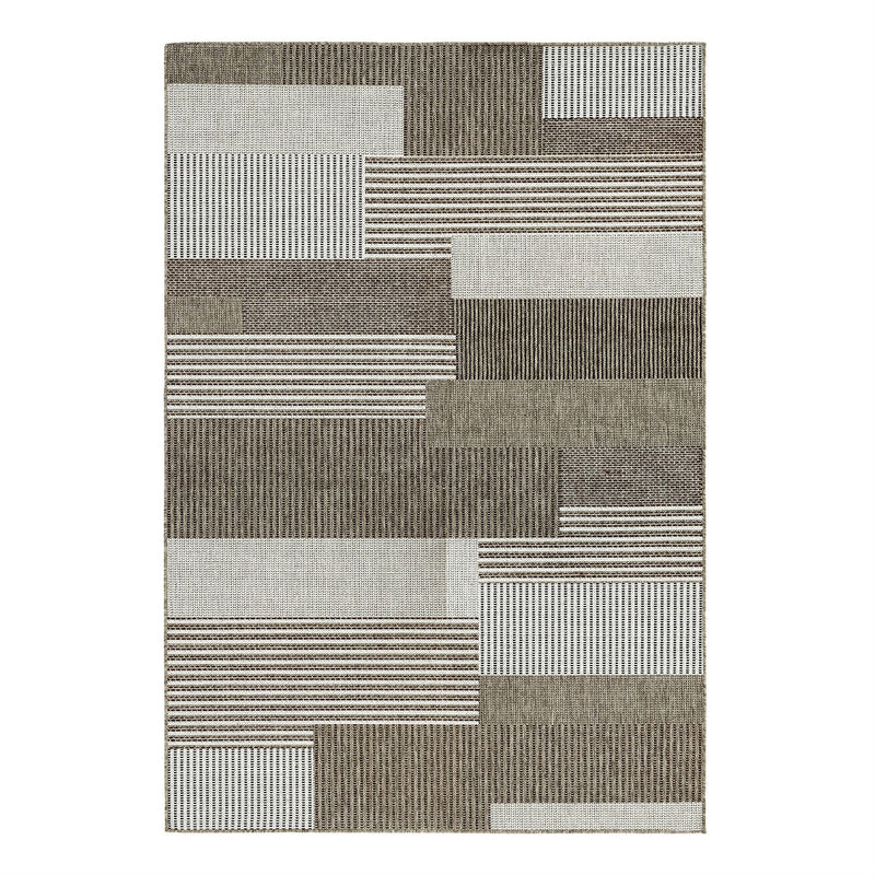 5 x 76 Brown Sand Modern Geometric Stripe Area Rug