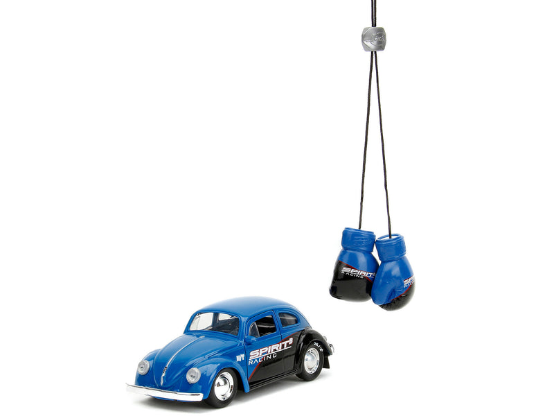 1959 Volkswagen Beetle Spirit3 Racing Blue and Black and Boxing Gloves Accessory Punch Buggy Series 1/32 Diecast Model Car by Jada