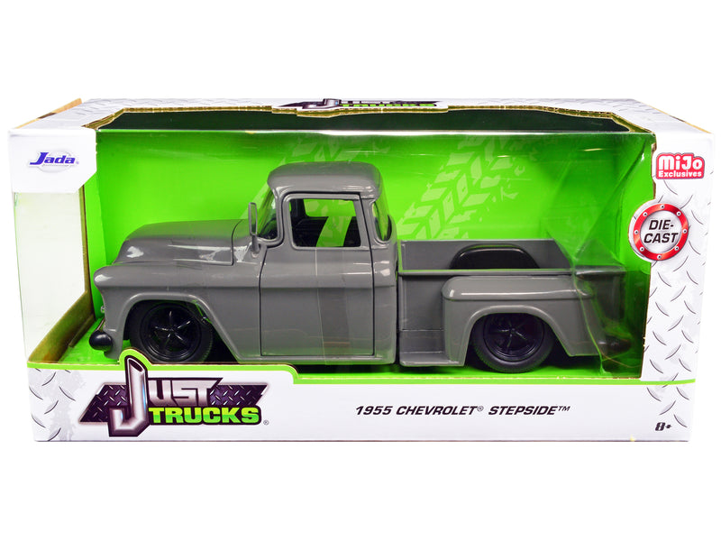 1955 Chevrolet Stepside Pickup Truck Gray Just Trucks Series 1/24 Diecast Model Car by Jada