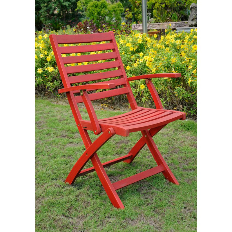 Royal Fiji Acacia Wood Folding Ladder Back Armchair (Set of 2) Barn Red