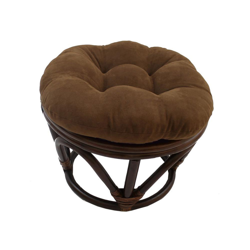 Rattan Ottoman with Micro Suede Cushion