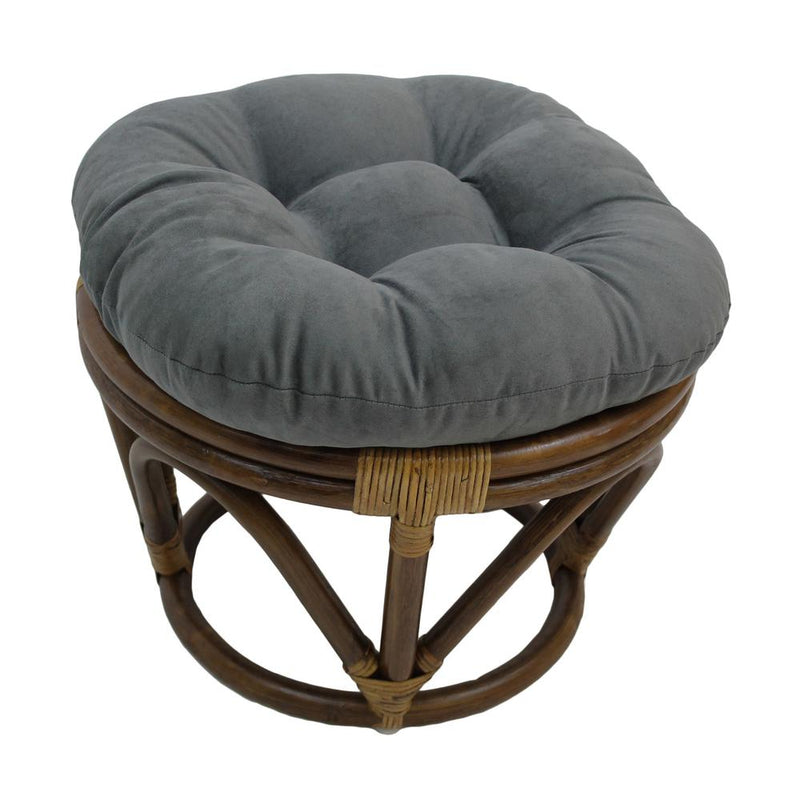 Rattan Ottoman with Micro Suede Cushion