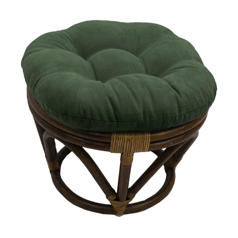 Rattan Ottoman with Micro Suede Cushion