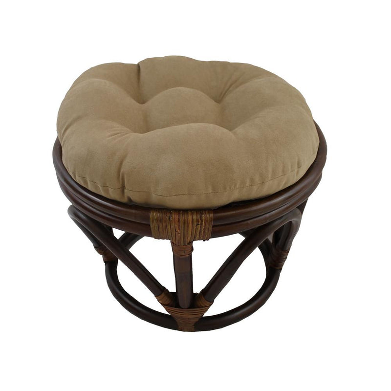 Rattan Ottoman with Micro Suede Cushion