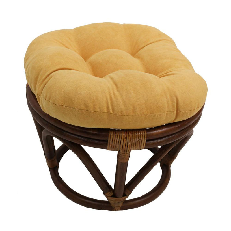 Rattan Ottoman with Micro Suede Cushion