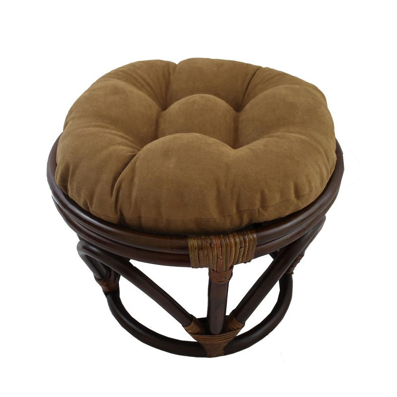 Rattan Ottoman with Micro Suede Cushion