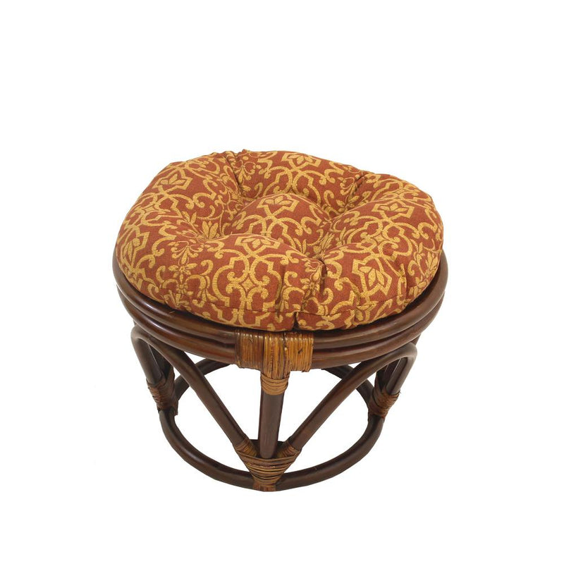 Rattan Ottoman with Outdoor Fabric Cushion