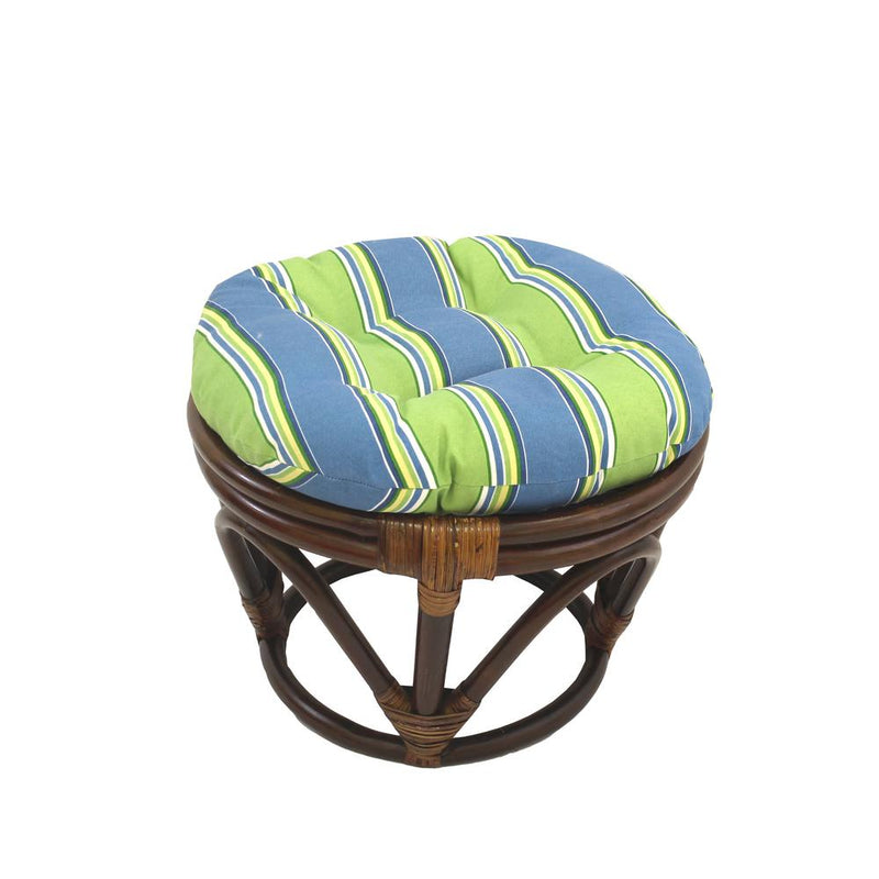 Rattan Ottoman with Outdoor Fabric Cushion