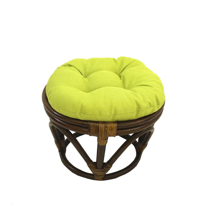 Rattan Ottoman with Outdoor Fabric Cushion